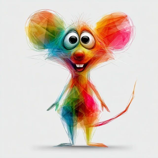 Colorful Origami Rat 3D Cartoon Character