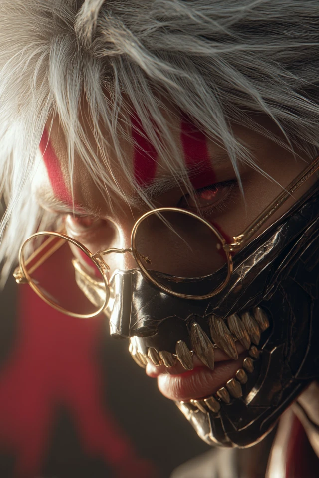 Ultra Realistic Anime Character with Metallic Mask