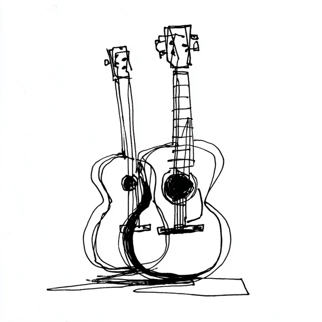 Acoustic Guitar Continuous Line Art Illustration