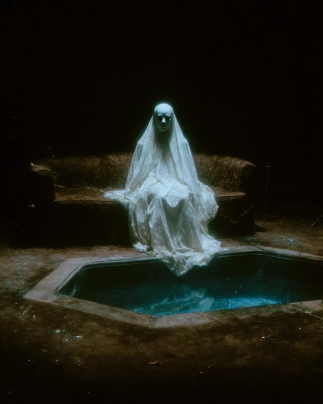 Eerie Ghost in Liminal Space Haunting Imagery