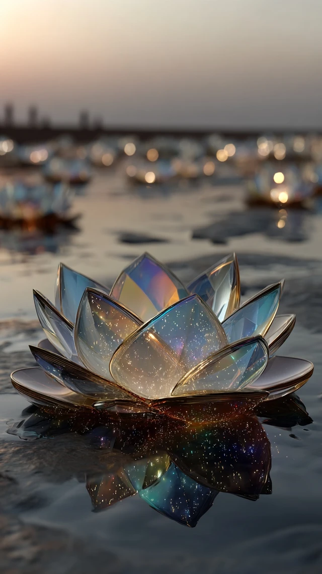Dreamy Crystal Flower Field Sunrise