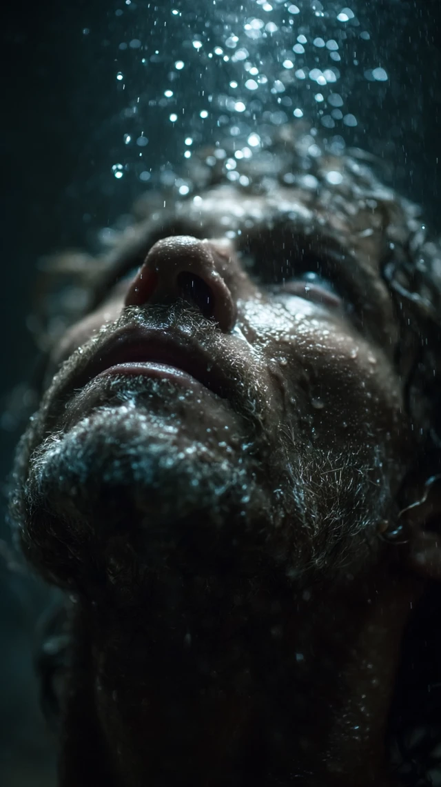Spiritual Awakening: Man in Water, Divine Presence