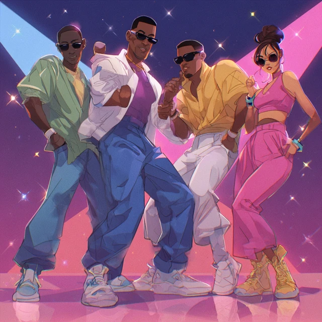 90s R B Music Video Dancing Illustration