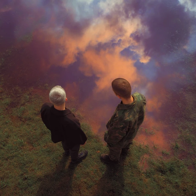 Aerial View Men Mirror Reflection Landscape