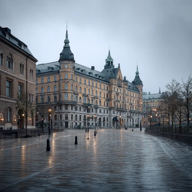 Stockholm City Square Historic Buildings Overcast Nordic