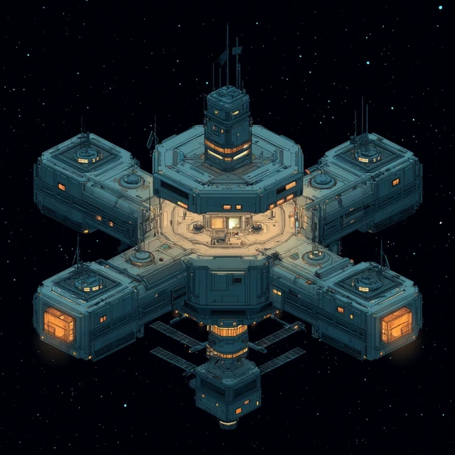Isometric Futuristic Space Station