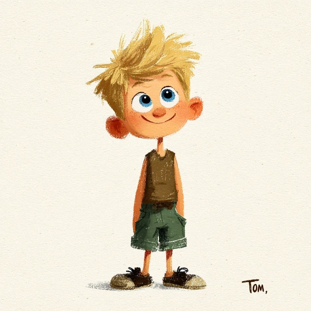 Cute Cartoon Boy and Animals Illustration