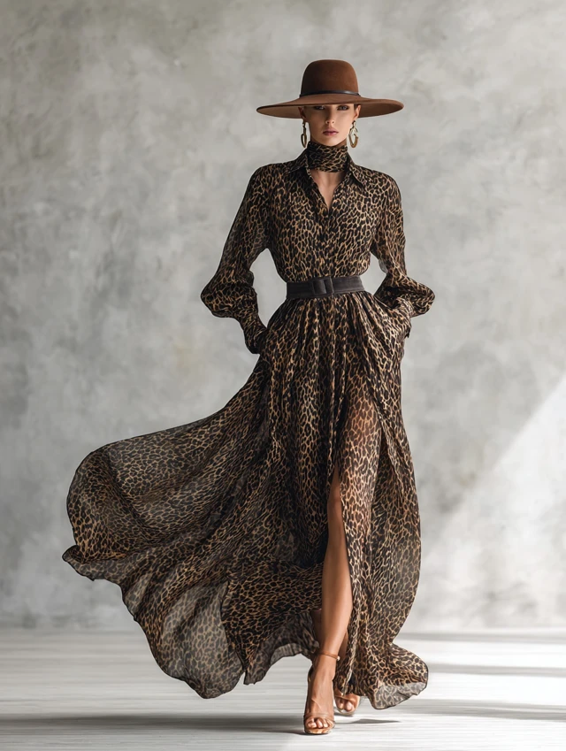 Leopard Print Dress Fashion Magazine Cover Photo