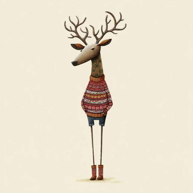 Christmas Reindeer Nordic Illustration Lowell Herrero