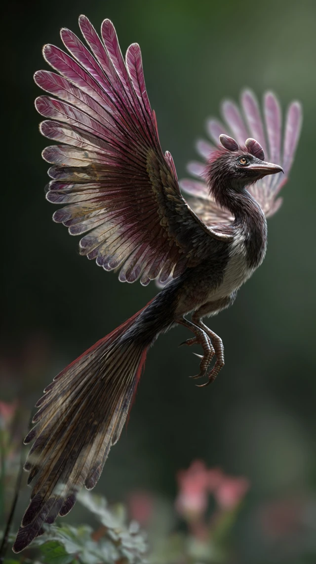 Anchiornis Illustration Ancient Bird in Forest