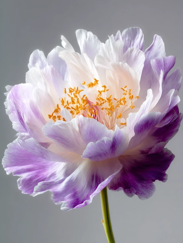 Purple and White Peony Flower Photography