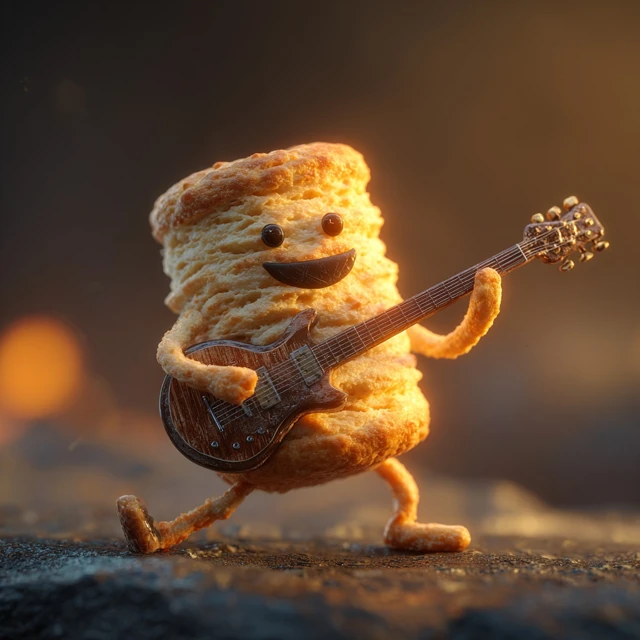 Rockstar Biscuit 3D Illustration