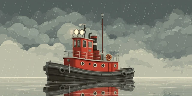 Cute Cartoon Tugboat Illustration