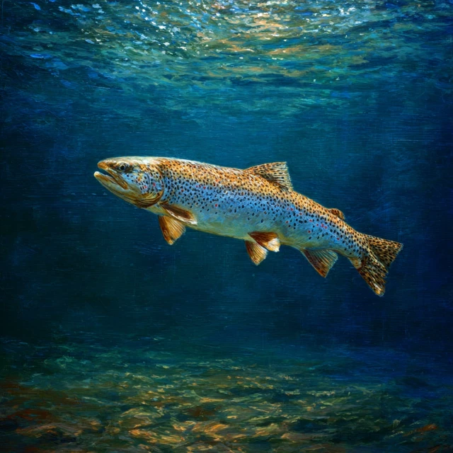 Beautiful Trout Swimming Upstream Photography