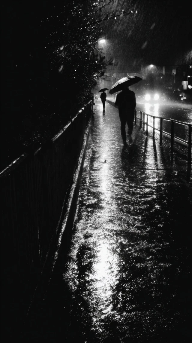 Rainy Night Photograph People in the City