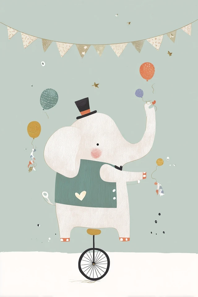 Circus Elephant Fun Retro Illustration