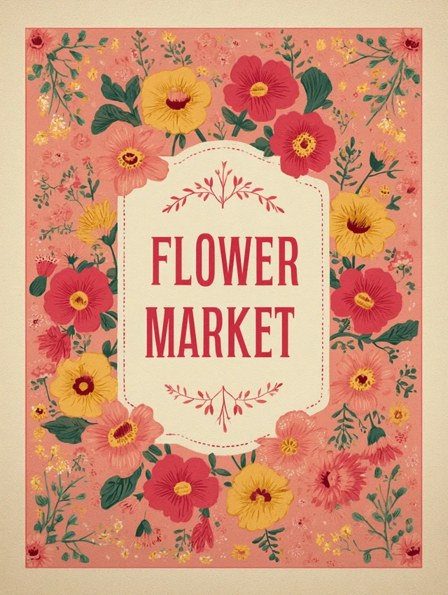 Flower Market Retro Poster Floral Design