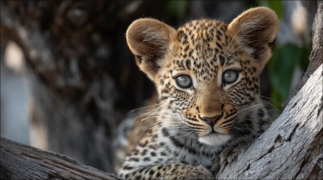 Leopard Cub Resting in a Tree Wildlife Photography