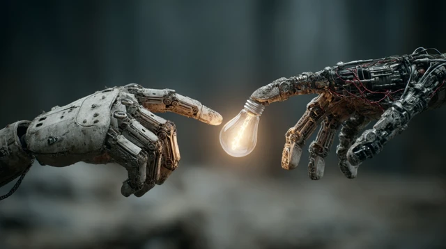 AI Innovation Hand Holding Light Bulb