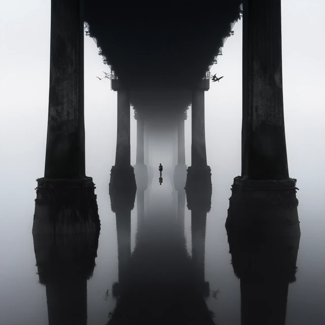 The Sentinels Black and White Bridge Photography