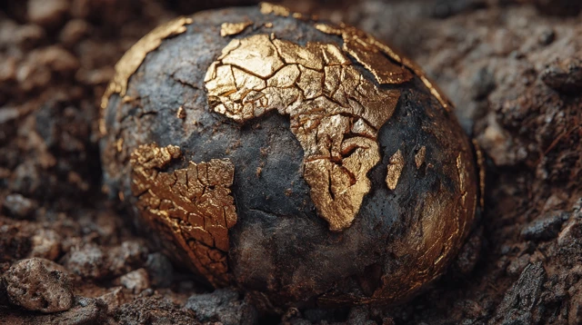 Gold Earth Map Golden World Art