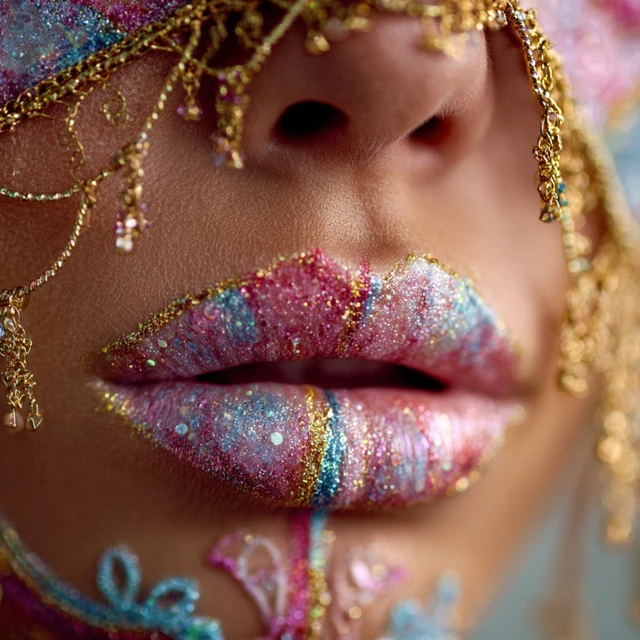 Glitter Lips Kintsugi Face Mask Dreamy Portrait