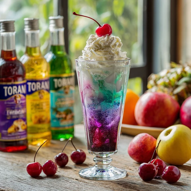 Italian Cream Soda Refreshing Drink Cherry Whipped Cream