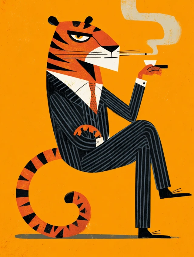 Tiger Illustration in Distinctive Art Style
