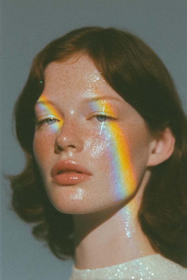 Woman with Rainbow Makeup Artistic Portrait