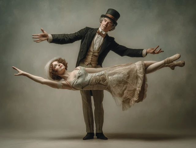 Vintage Circus Magician Levitating Act