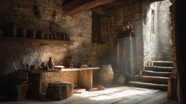 Medieval Home After Ransack Interior Scene