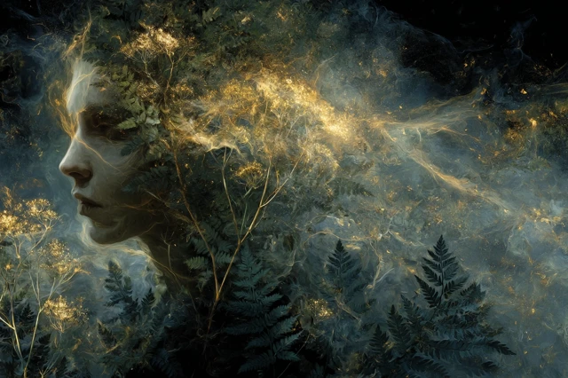 Surreal Oil Painting Feminine Force and Nature
