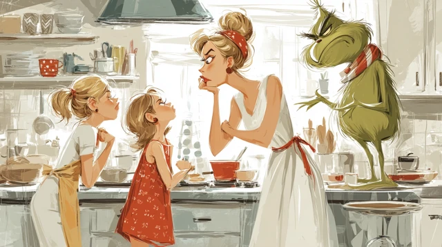 Family Argument in Kitchen with Grinch Spy