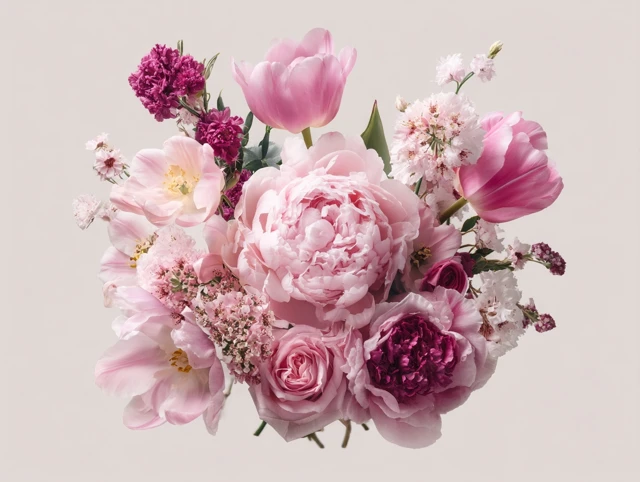 Pink Floral Bouquet with Peonies and Roses