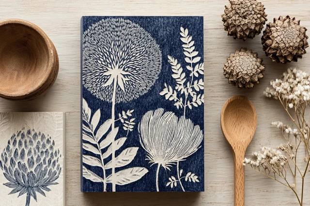 Linocut Floral Art Print