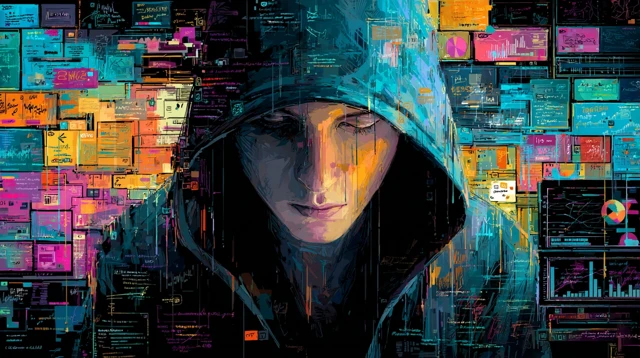 Hooded Man Digital Art Overwhelmed Chaos