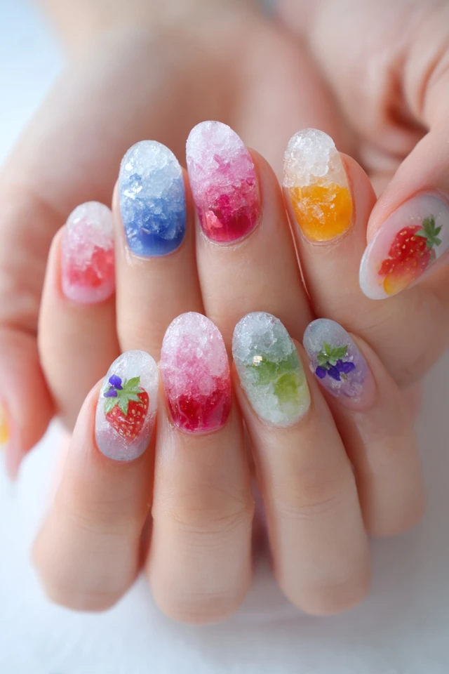 Shaved Ice Nail Art Summer Fun Colorful Design