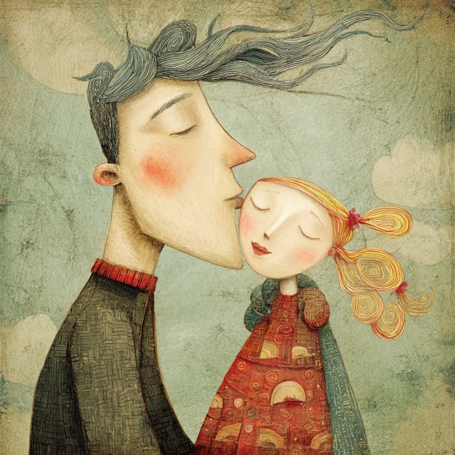 Father and Child Whimsical Illustration Love