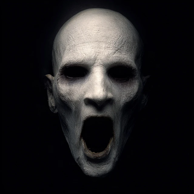 Screaming Horror Head with Black Eyes
