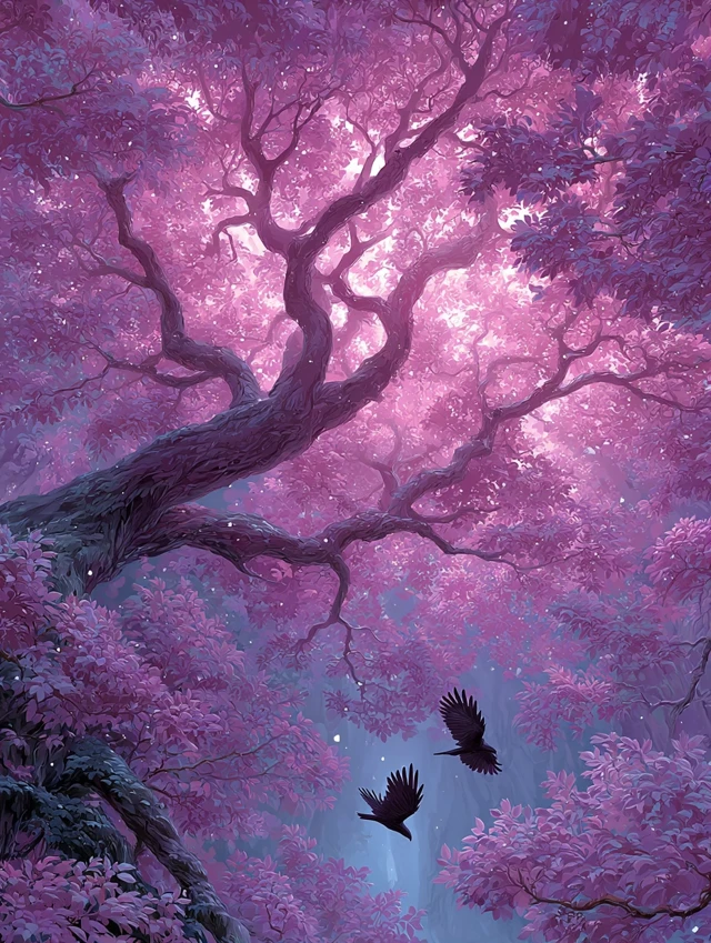 Mystical World Tree with Ravens