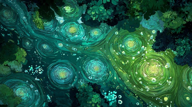 Fantasy Bioluminescent Rainforest Illustration
