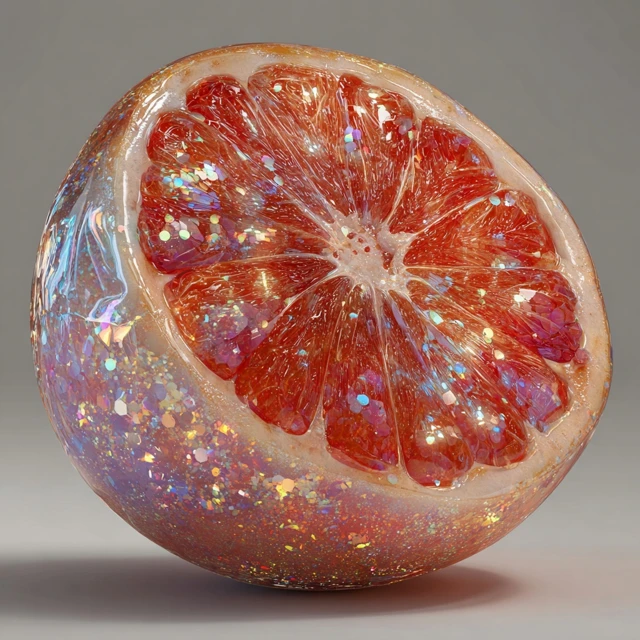 Glass Grapefruit Hyperrealistic Photo with Dispersion