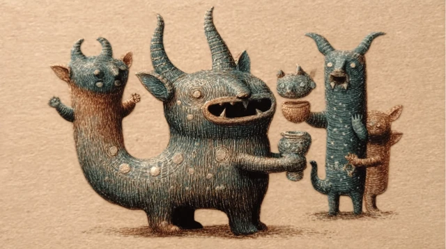Mythical Creatures Dancing Illustration