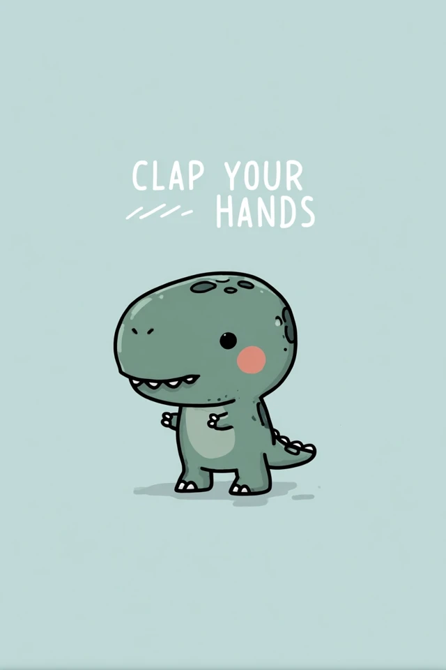 Adorable Cartoon T-Rex Clap Your Hands