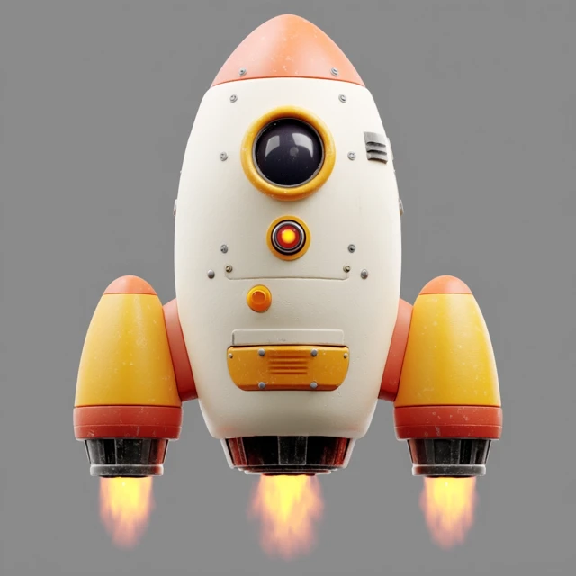 3D Rocket Icon Design Matte Surface Illustration