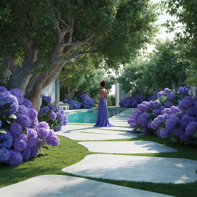Romantic Garden Villa Scene Illustration
