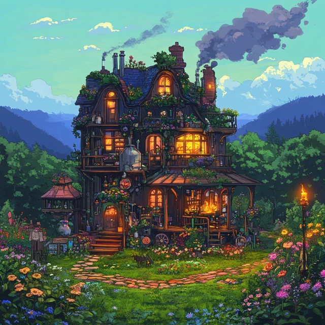 Whimsical Fantasy House Howls Moving Castle Inspired