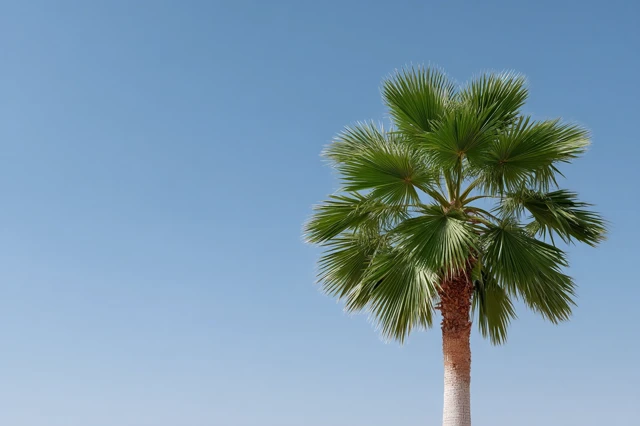 Minimalist Palm Tree Against Clear Sky