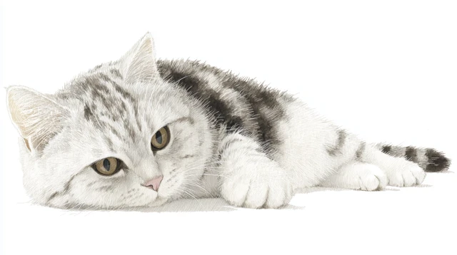 Watercolor Cat Illustration Peaceful Pet Portrait