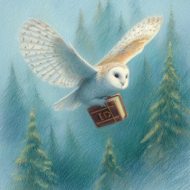 Polar Owl Reading Book Illustration for Children